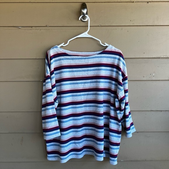 J. Jill Tops - J. Jill Cotton Blend Crew Neck Women SZ XL Long Sleeve Blue Stripe Top Casual